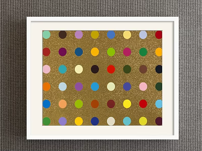 Vibrant Abstract Painting With Colorful Dots In White Frame On Gray Background 3d model