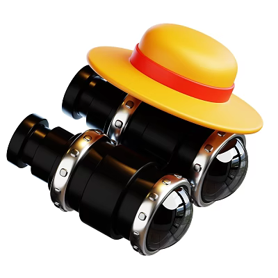 Stylish Decorative Ornament Set Featuring Yellow Hat And Black Binoculars 3d model