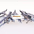 Game and Movie Character Two Dragon Creatures with Winged Bodies and Purple Accents