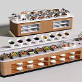 Functional Bar Counter with Multiple Condiment Bowls Ingredient Compartments Wooden Design and Storage Drawers