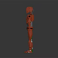 Red Robot 3D Model With Metallic Design And Articulated Joints Standing Pose