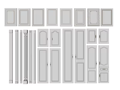 Various Kitchen Cabinet Door Designs With Different Styles And Trim Elements 3d model