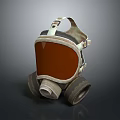 Safety Gas Mask With Brown Face Shield And Filter Canisters Adjustable Straps