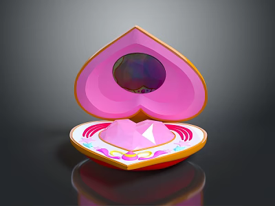 Heart Shaped Pink Open Perfume Cosmetics Case With Shiny Gem Accent And Decorative Details 3d model