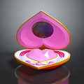 Heart Shaped Pink Open Perfume Cosmetics Case With Shiny Gem Accent And Decorative Details