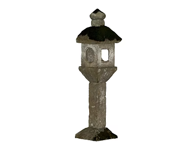Traditional Stone Lantern With Square Opening And Round Hole For Outdoor Garden Decor 3d model