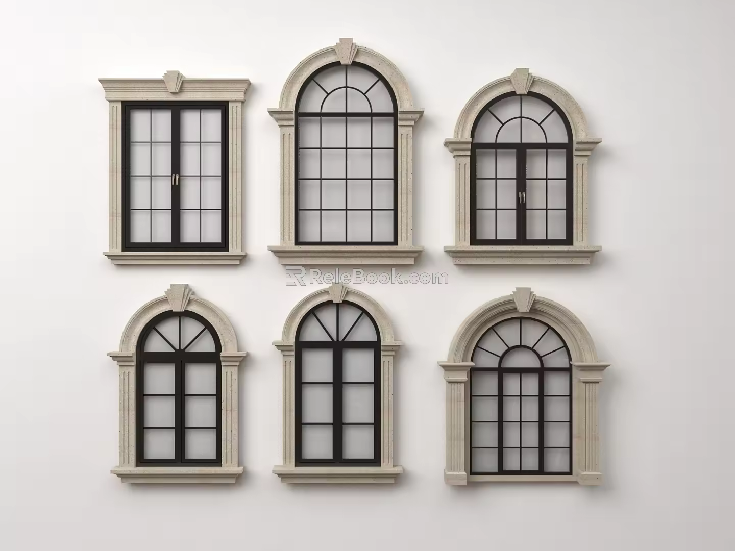 Jane European window combination arched window casement window floor-to-ceiling window arc window 3d model