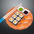 Fresh Sushi Platter With Maki Rolls Salmon Nigiri Soy Sauce Wasabi And Chopsticks