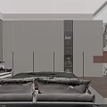 Modern Wardrobe Design In Bedroom Interior With Built In Shelves And Lighting
