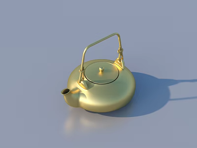 Stylish Golden Teapot with Ergonomic Handle and Smooth Spout for Daily Use 3d model