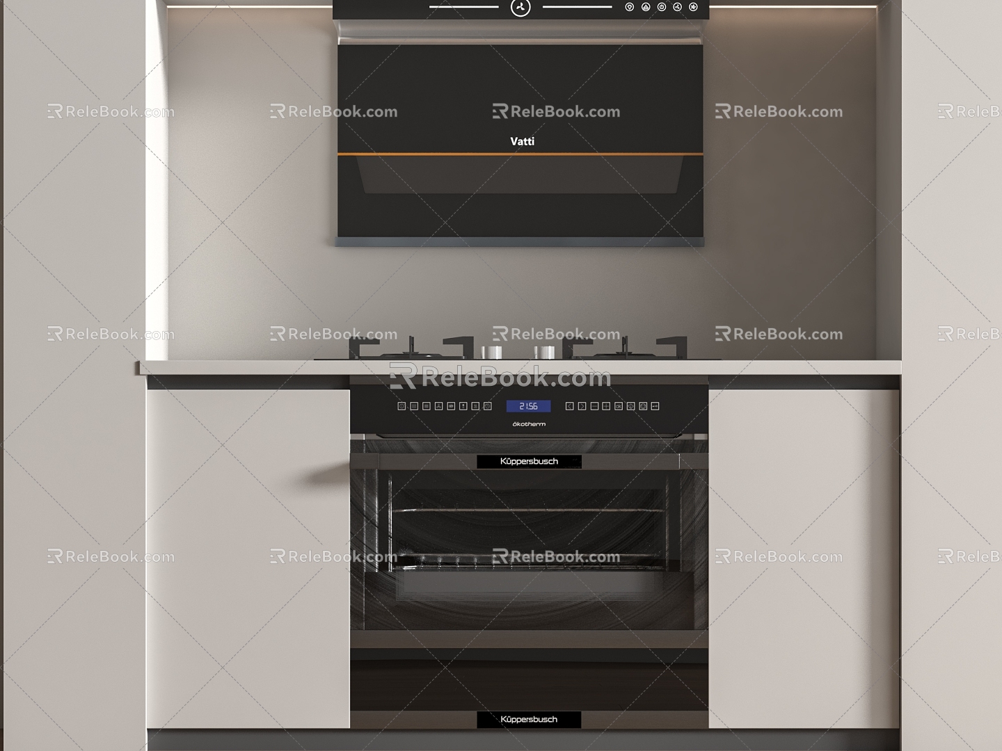 Integrated stove kitchenware 3d model