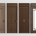 Elegant Wooden Hinged Doors With Carved Patterns Glass Panels And Simple Designs 3d model