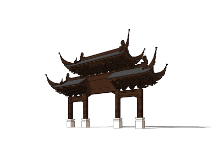 Chinese style archway door archway Huizhou style Langfang 3d model