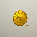 Golden Circular Sculpture Carving With Intricate Patterns And Arrow Detail