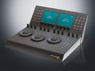Professional Commercial Equipment Control Panel With Dual Displays And Scene Control Knobs 3d model