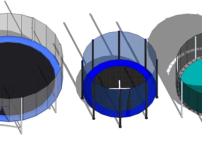 Round Outdoor Trampoline With Safety Net And Different Colors For Sports Equipment 3d model