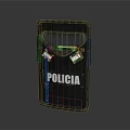 Black Tactical Police Shield Featuring Policia Marking For Law Enforcement