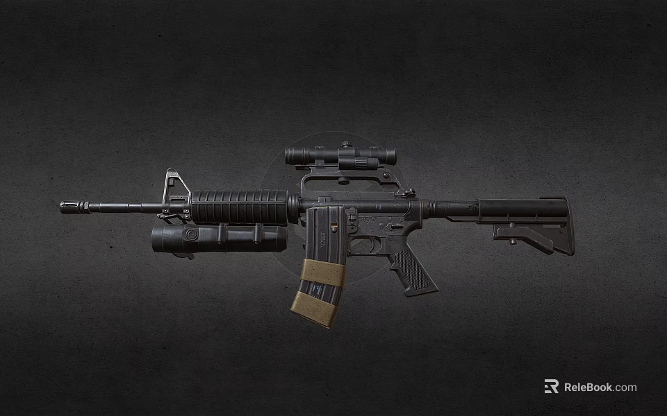 Modern Tactical Rifle With Optical Scope Magazine Barrel And Stock Design 3d model 