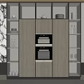 Modern Kitchen Cabinets Design With Built in Oven Storage And Marble Accent