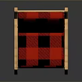 Red Black Checkered Single Chair With Wooden Frame Armrest Simple Modern Design