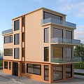 Modern Detached Villa With Light Brown Exterior Multi Storey Balconies Glass Railings And Large Windows