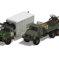 Weapon System Mounted On Military Truck With Cargo Bed And Equipment