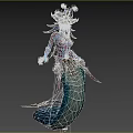 Blue Skinned Game Movie Character With Snake Tail And Tentacle Headdress