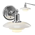 Sleek Modern Chrome Wall Lamp With Adjustable Arm And White Glass Shade