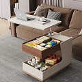 Modern Living Room Side Table With Open Drawer And Organized Storage Items 3d model