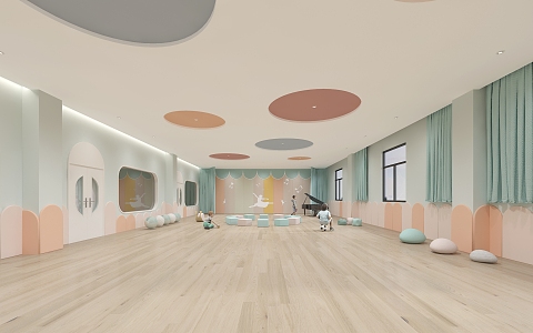 Modern Dance Room Kindergarten Dance Classroom 3d model