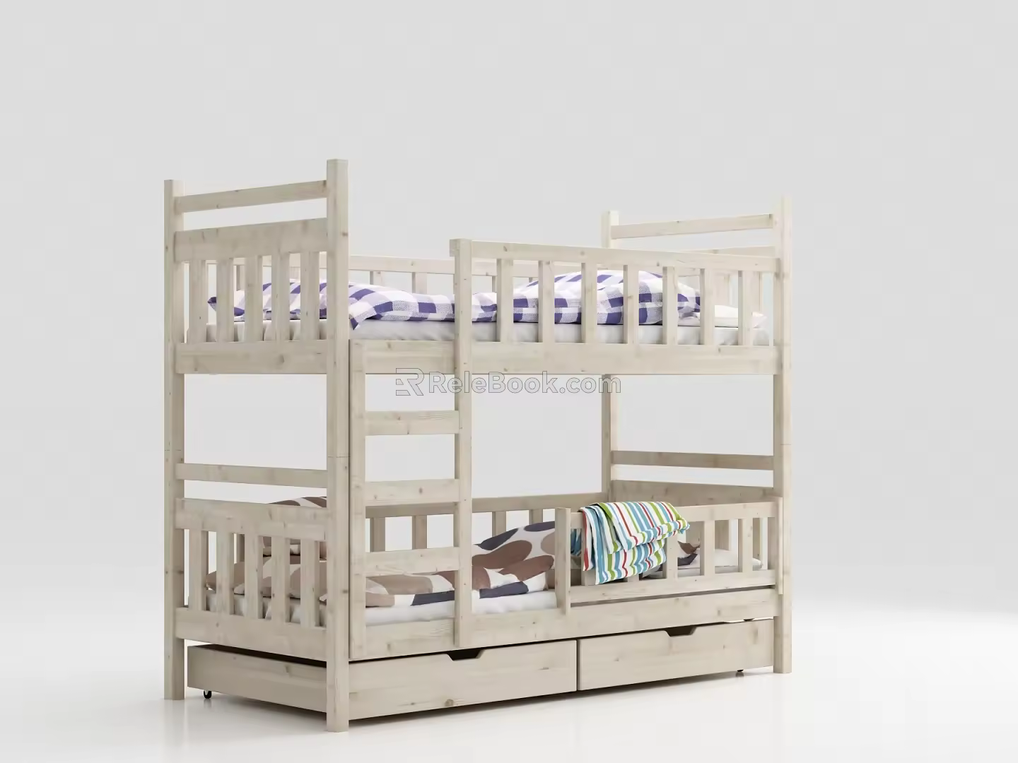 Nordic Bed Up and Down High and Low Bed 3d model
