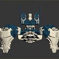 Futuristic Mechanical Spider Character 3D Model With Blue White Articulated Legs And Parts