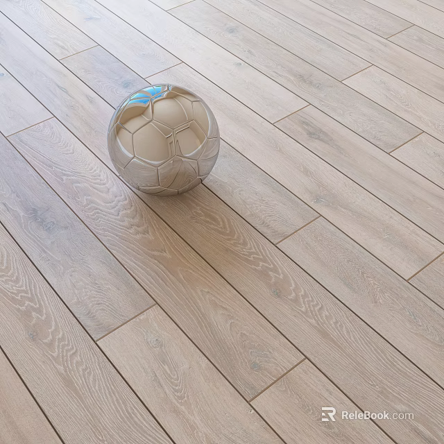 Wooden Stool With Soccer Ball Placed On Light Oak Hardwood Floor 3d model 