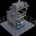 Heavy Duty Industrial Processing Equipment With Metal Platform Railings And Control Panel System