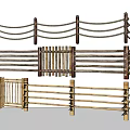 Wooden and Bamboo Fence Structures With Rope Accents and Decorative Designs