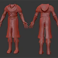 Detailed Character Costume Design Front Back View With Decorative Patterns And Armor Elements