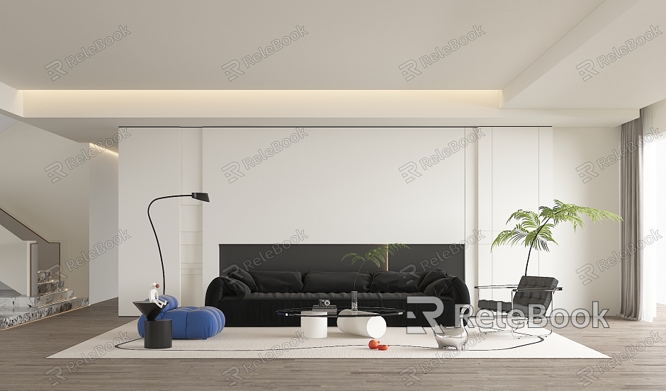 Modern living room sofa background wall model