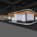 Modern Supermarket Interior With Open Layout Wooden Shelves Fruits Vegetables And Hanging Lights