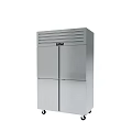 Stainless Steel Commercial Refrigerator with Four Doors Top Vents and Mobile Casters