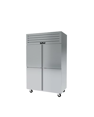 Stainless Steel Commercial Refrigerator with Four Doors Top Vents and Mobile Casters 3d model