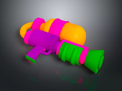 Colorful Plastic Toy Water Gun With Multicolored Design For Kids Playtime Activities 3d model