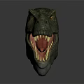 Realistic Reptile Dinosaur Tyrannosaurus Rex Head With Sharp Teeth Green Skin