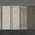 Chinese Style Decorative Partition With Intricate Patterns And Metal Frame 3d model