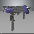 Detailed Futuristic Silver Purple Mechanical Pistol Weapon Featuring Barrel And Grip Design