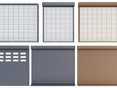 Multiple Window Blinds And Roller Shutters In Different Colors And Design Styles 3d model