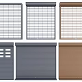 Multiple Window Blinds And Roller Shutters In Different Colors And Design Styles 3d model