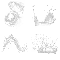 Garden Decorative Water Splash Patterns Featuring Four Different White Shapes On Black 3d model