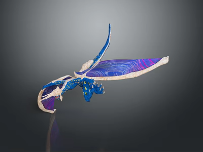 Blue And Purple Fantasy Game Movie Character With Detailed Wings And Decorative Body Features 3d model