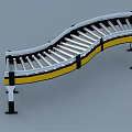 Industrial Conveyor Belt Equipment Featuring Curved And Straight Sections With Metal Frames