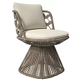 Red Woven Leisure Chair With Light Colored Cushion And Conical Base